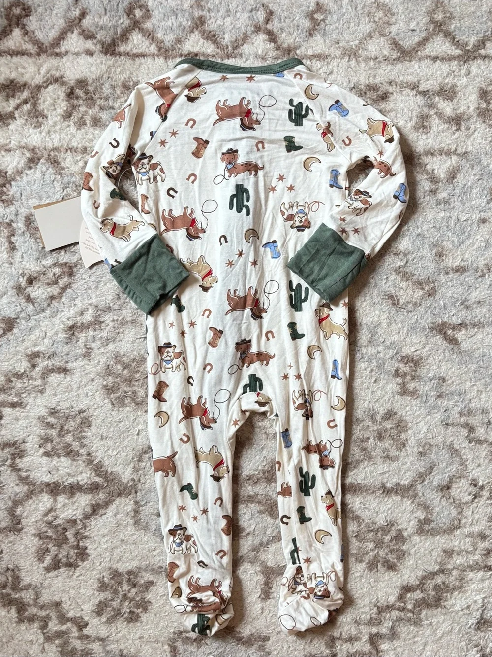 Little Stitch NWT Baby Bamboo Cowboy Onesie One Piece Two-Way Zip Unisex
